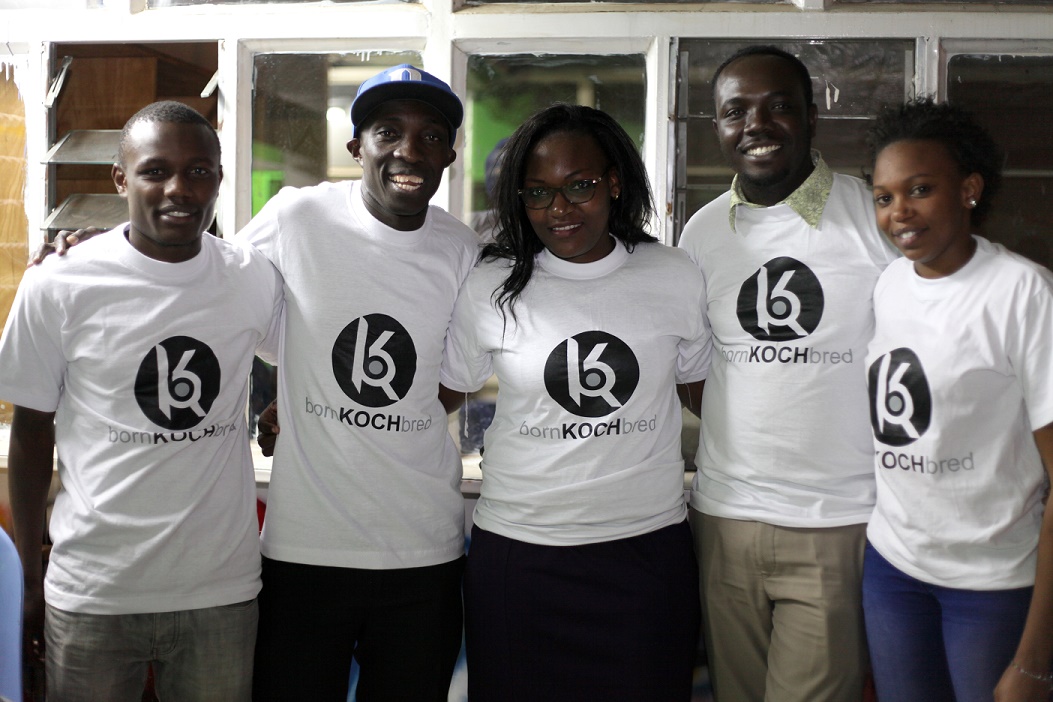 Raphael Obonyo posing with Koch FM staff