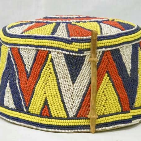 The ogut tigo, a beaded cap worn by male elders among the Luo community in Kenya.