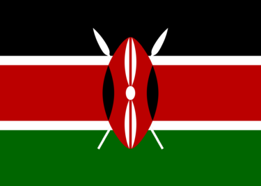 The Flag of Kenya: white symbolising peace and unity, black symbolising the people of Kenya, red for the blood shed in the struggle for her independence and green for Kenya's landscape and agricultural wealth. The shield stands for defence of all these things.