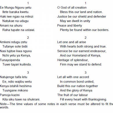 The National Anthem of Kenya traces its origins to what is now Tana River county and a Pokomo lullaby. Read how our most important song was formulated. (Image Credit: Kenya Law)