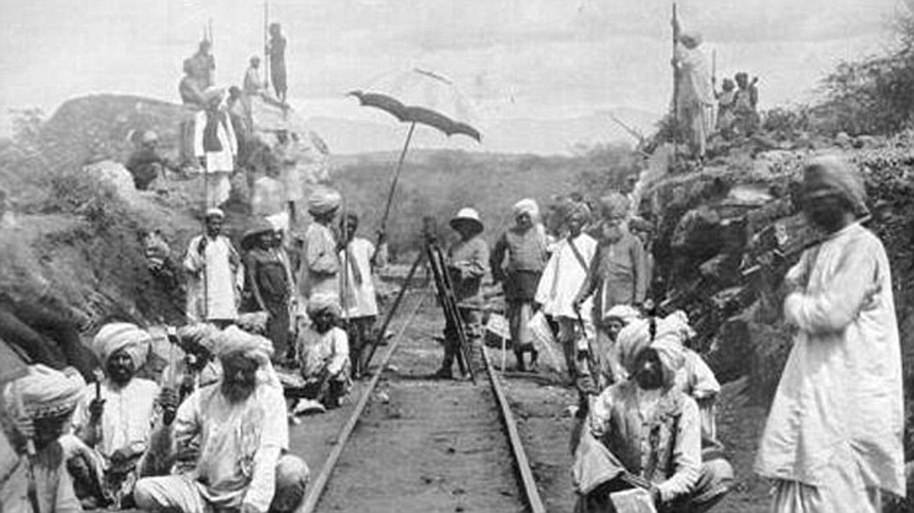 Indian Coolies building Railway Line