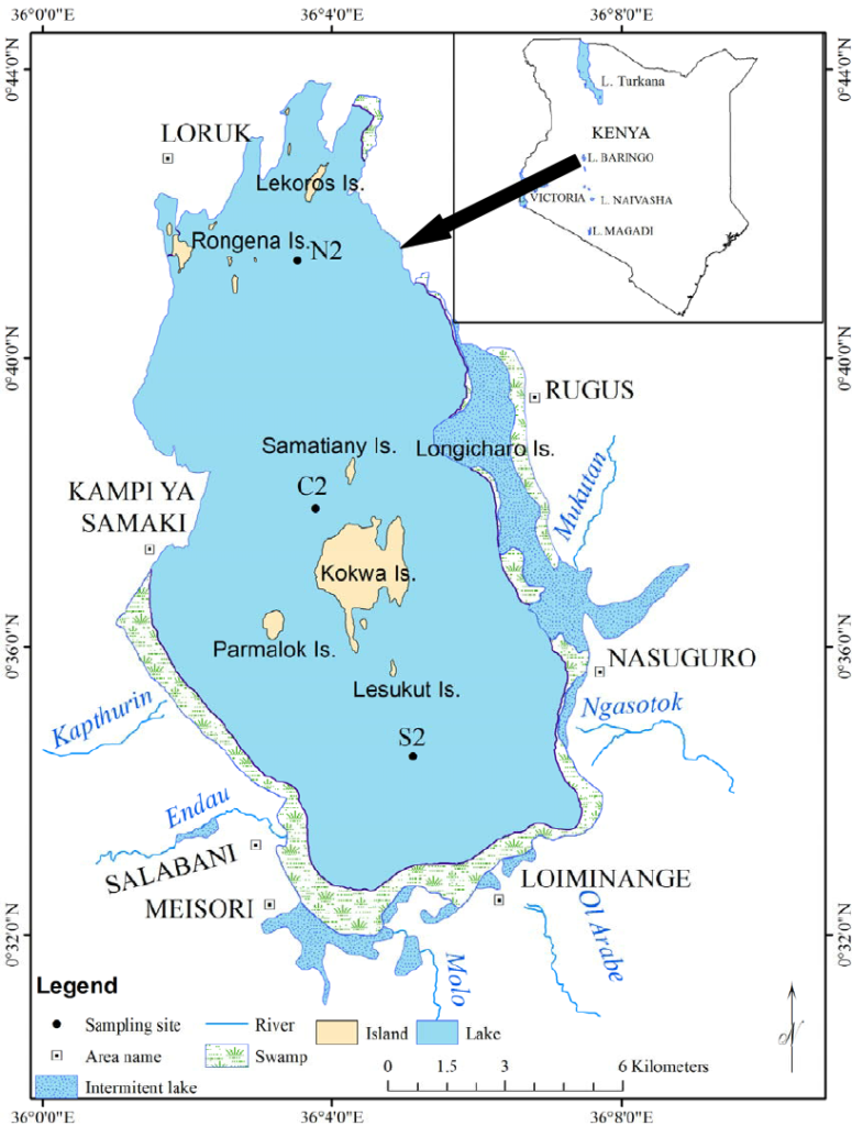 A Map Of Lake Baringo Showing The Stations S2 C2 And N2 Sampled During The Study From 775x1024 