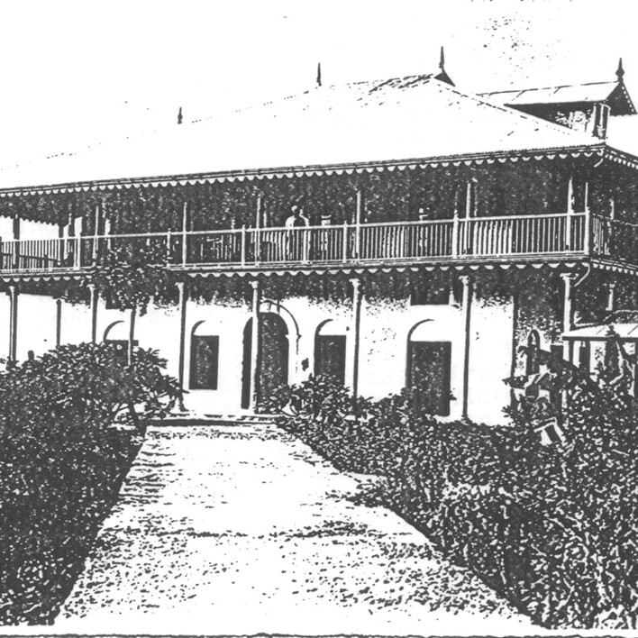 a black and white photo of Mombasa Hospital