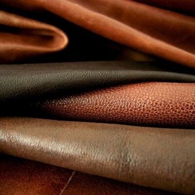 Leather fabrics of different colours