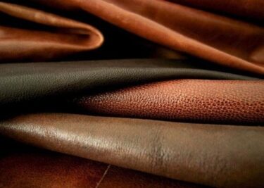 Leather fabrics of different colours